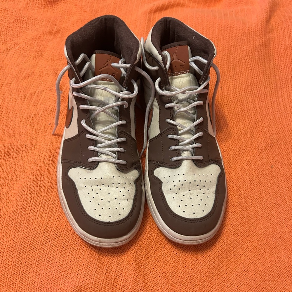 Men's Brown and White High-Top Sneakers